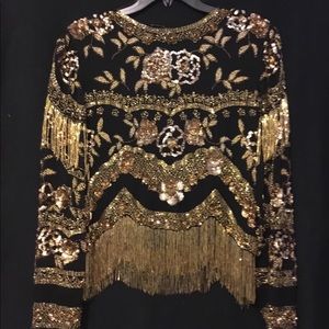 Vintage gold, sequin and beaded top!